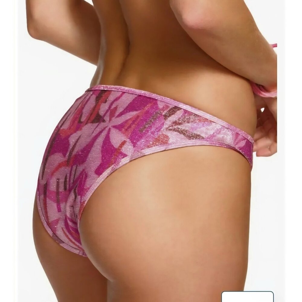 New Ramy Brook -‎ XL Womens Sparkle Knit Isla Bikini Swim Bottoms - Pink  $118